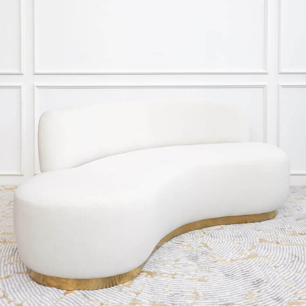 Infiniti Curved Sofa, 3-seater-plus, Gold Base, Ivory Cream Velvet ...