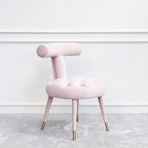 Angled view of the Abbey Dressing Table Chair, Pastel Pink.