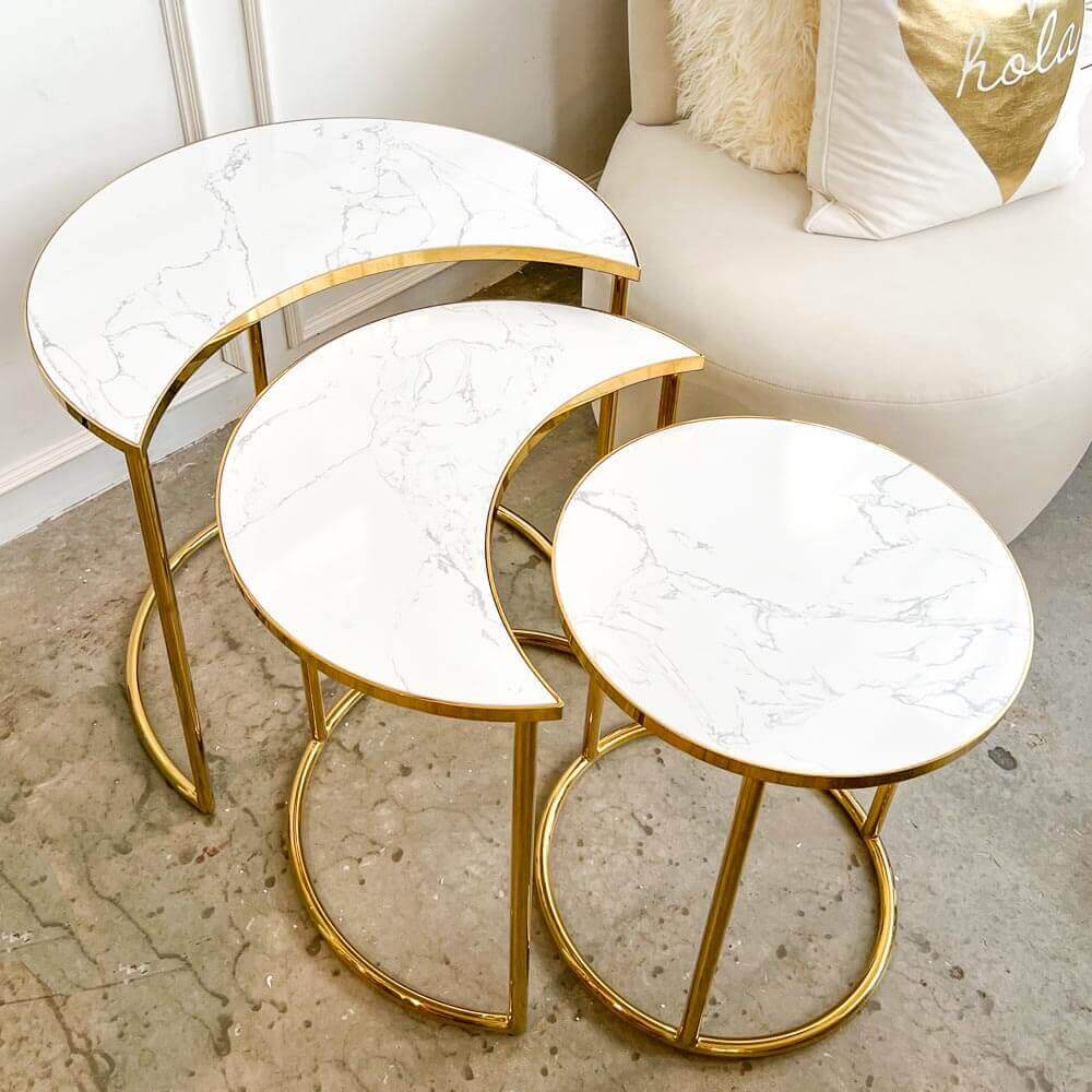 Gold marble nest store of tables