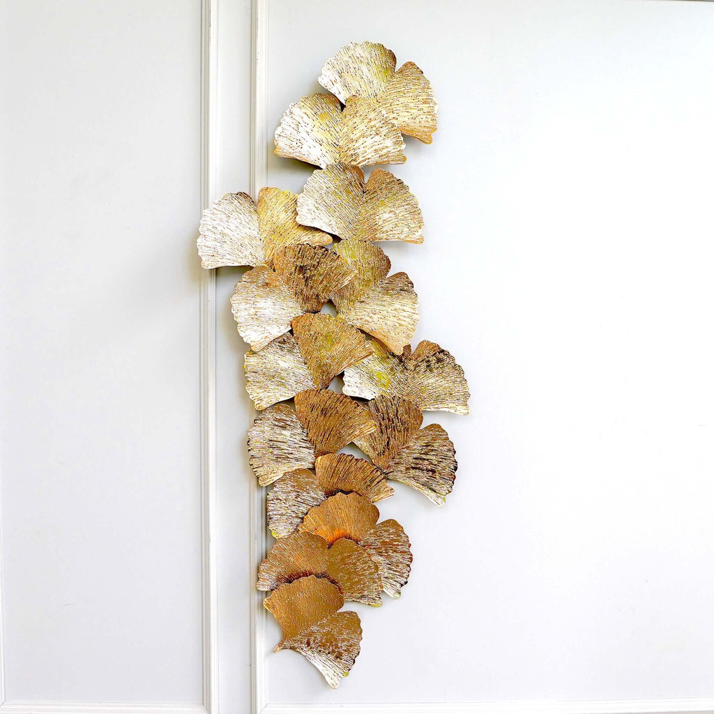 Eden Wall Art Sculpture, Rustic Gold Textured Leaves, Large.