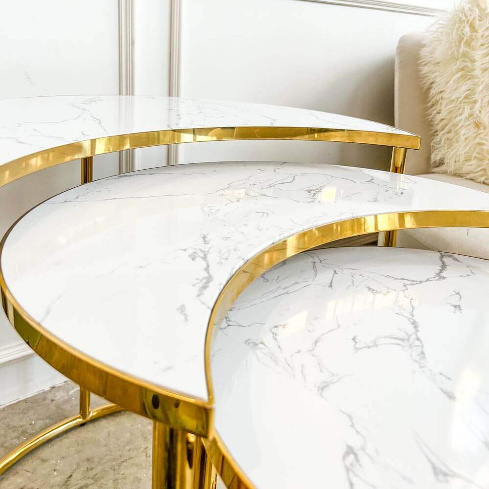 Yellow marble store coffee table