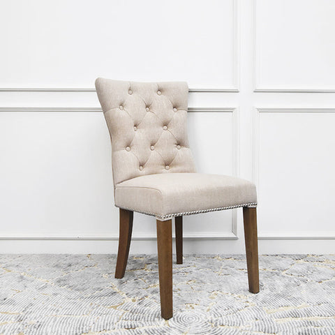 Dining Chair - Fleur-II Wingback Dining Chair, Oat Linen.