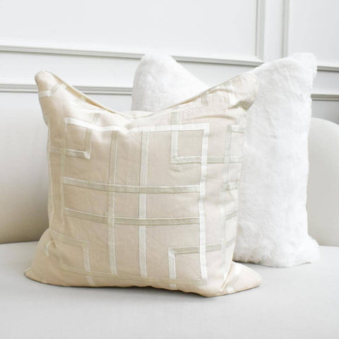 GlucksteinHome Tate Cushion, Light Beige