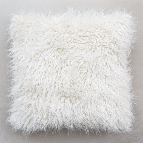 FurFur Shaggy Fur Cushion, Ivory