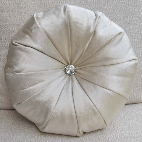 Round Cushion, Champagne Gold Satin.