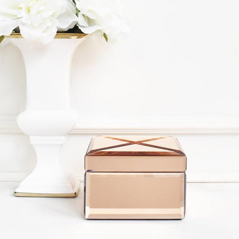 Lucie Trinket Box in Rose Gold Mirror.