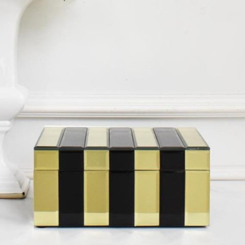 Kassie Mirrored Jewellery Box Trinket Box In Black Gold.