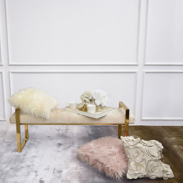 White and deals gold bedroom bench