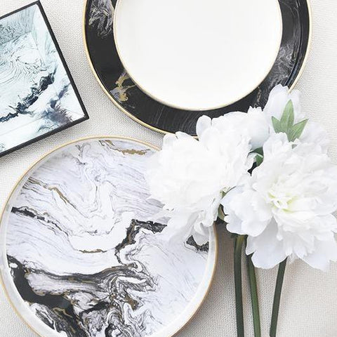 Marbled trays with White peony Snow Flower bundle.