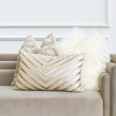 Galliano Boudoir Gold White Geometric Cushion.